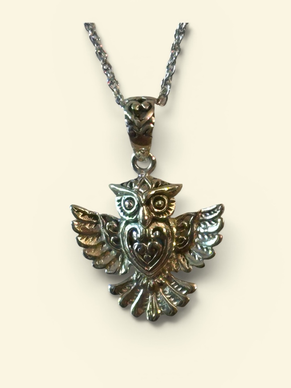 NWT Annika Witt Sterling Silver Owl Pendant Necklace - Silver 18โ